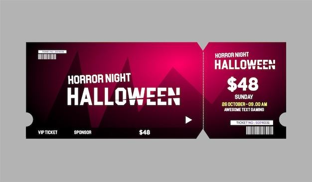 Halloween card ticket design luxury gradient colorful