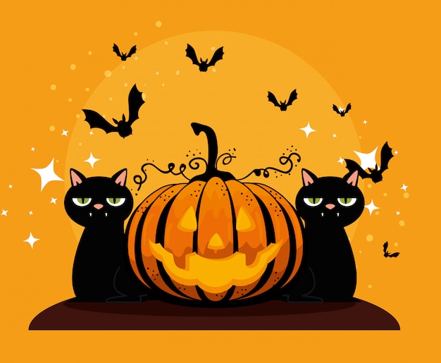 Free Vector halloween card with pumpkin