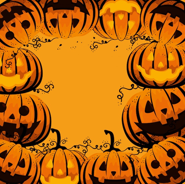 Halloween card with pumpkins pattern