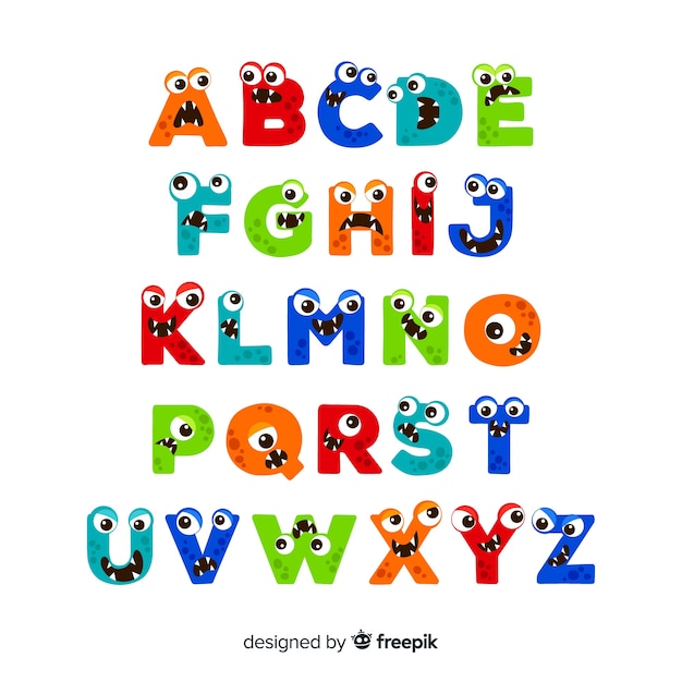 Free Vector halloween cartoon monster alphabet