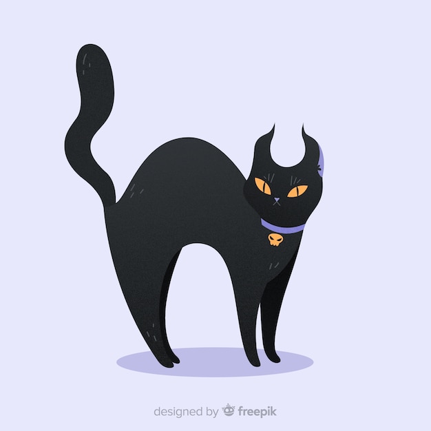 Free Vector halloween cat background in flat design