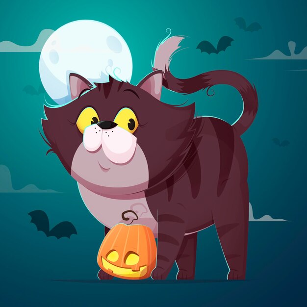 Halloween cat in flat design