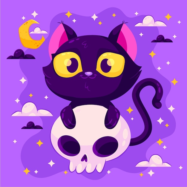 Halloween cat in flat design