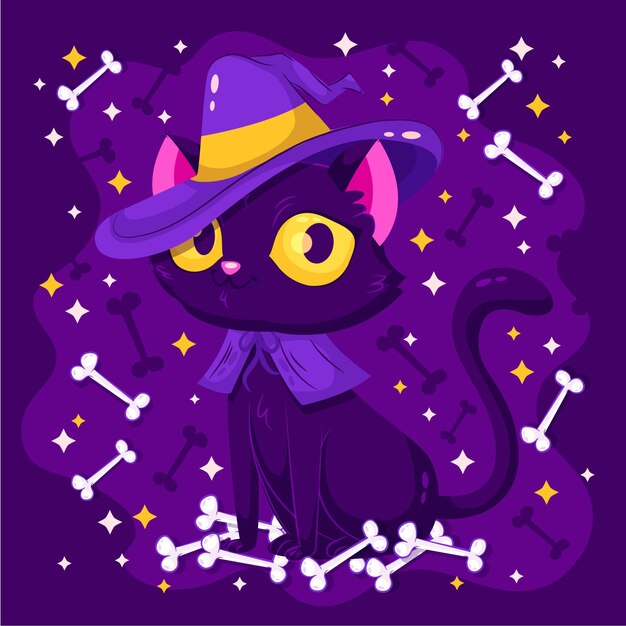 Halloween cat in flat design