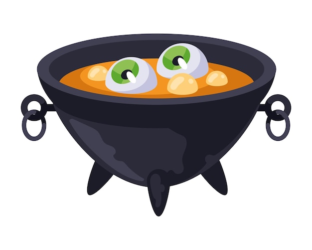 Free Vector halloween cauldron witchcraft illustration isolated