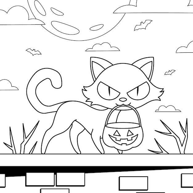 Free vector halloween celebration coloring page illustration