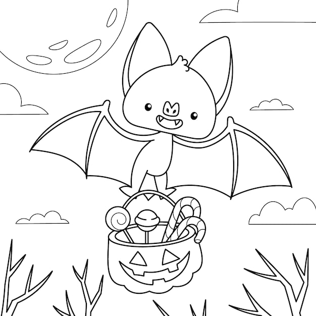 Halloween celebration coloring page illustration