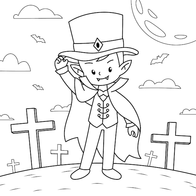 Halloween celebration coloring page illustration