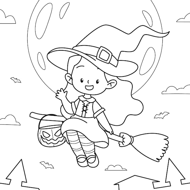 Halloween celebration coloring page illustration