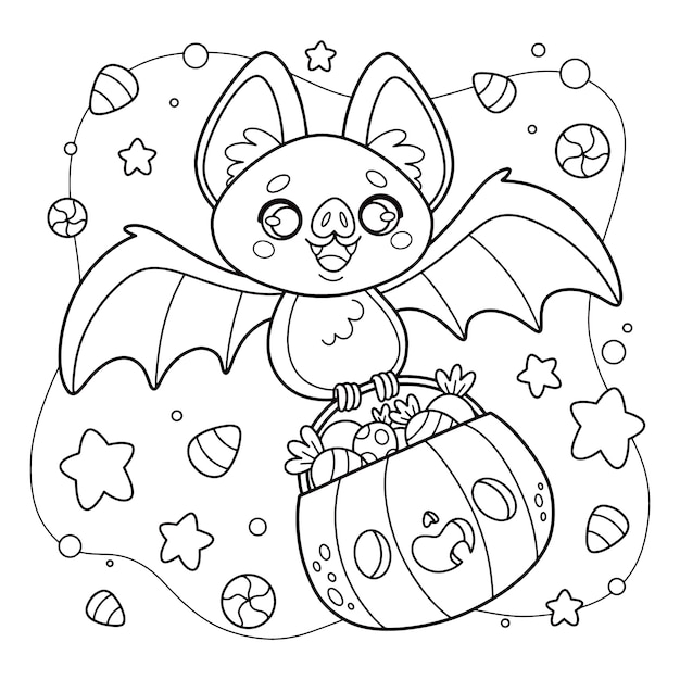 Halloween celebration coloring page illustration