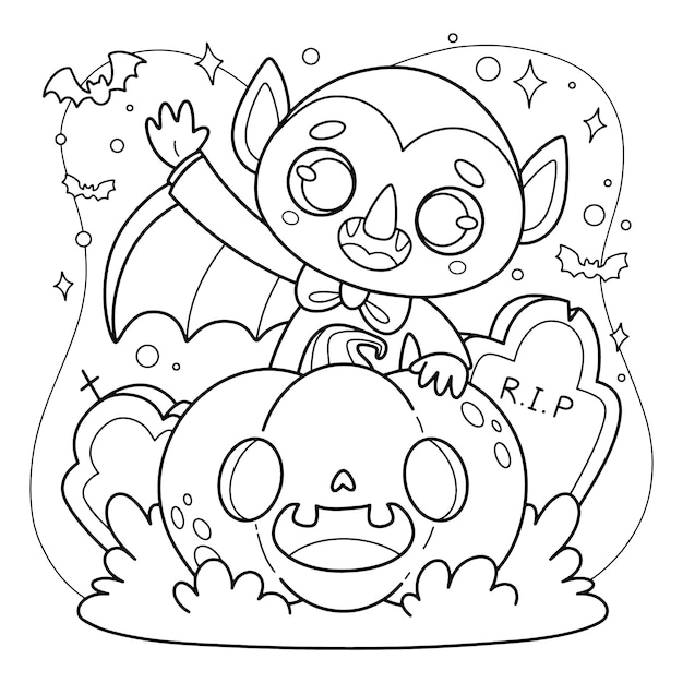 Halloween celebration coloring page illustration