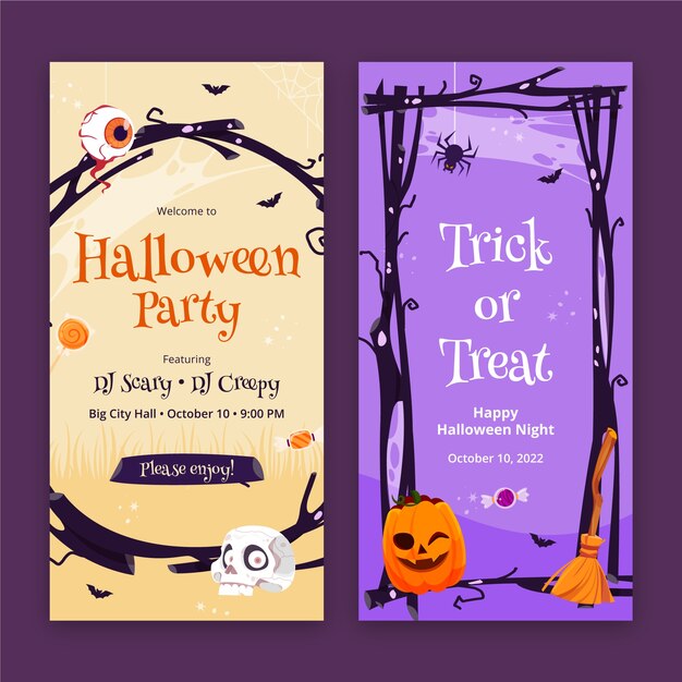 Halloween celebration flat design vertical banners set