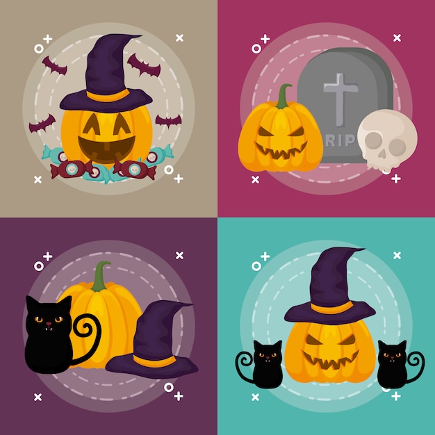 Free Vector halloween celebration set