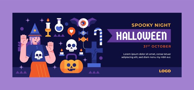 Halloween celebration social media cover template