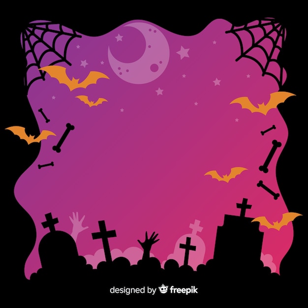 Halloween cemetery frame on flat design