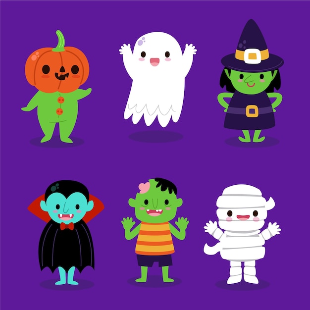 Halloween character collection in flat design