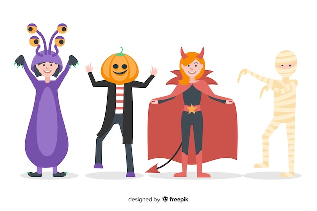 Halloween character pack flat design