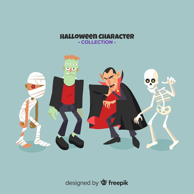 Free vector halloween characters collection