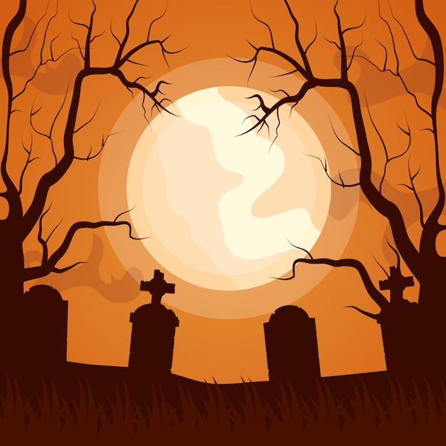 Halloween dark cemetery icon