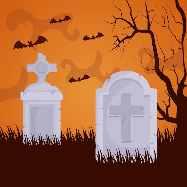 Halloween dark cemetery