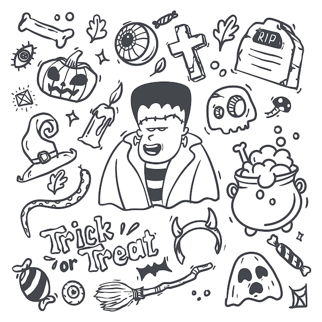 Free Vector halloween doodle illustration