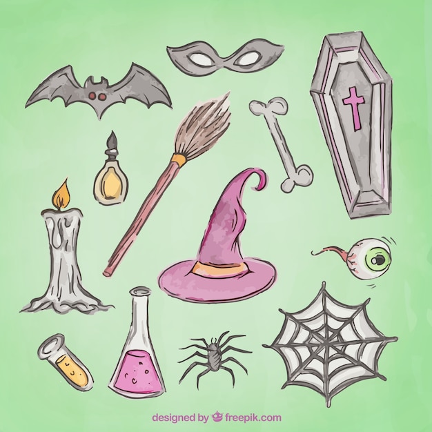 Free Vector halloween drawings set