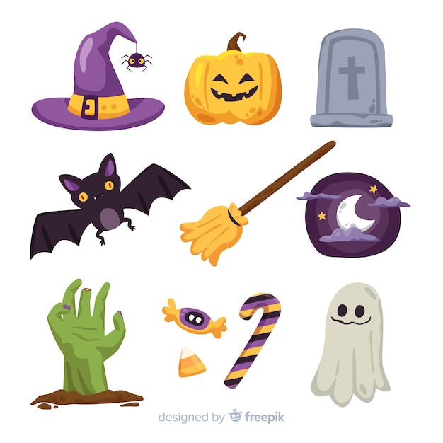 Halloween element collection flat design