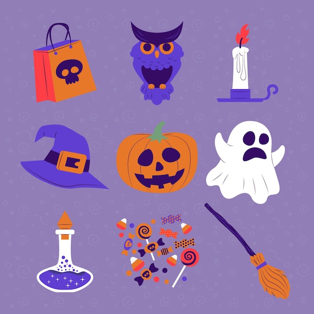 Halloween element collection flat design