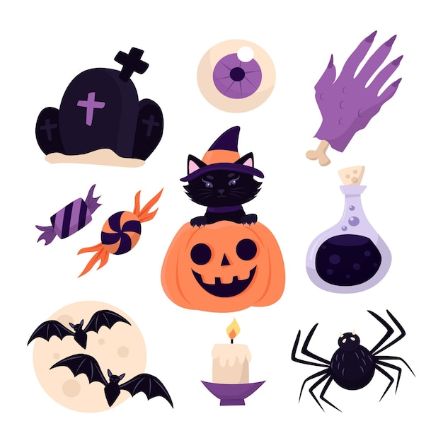 Halloween element collection hand-drawn