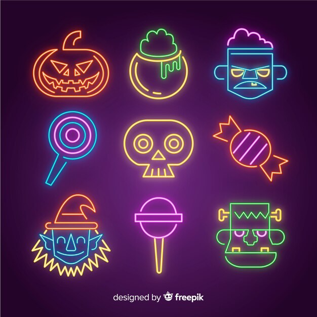 Halloween element neon sign collection