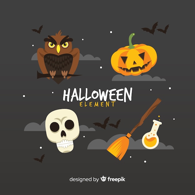 Halloween elements collection in flat design