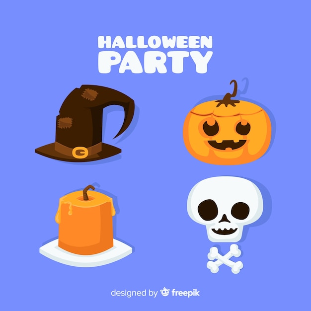 Halloween elements collection in flat design