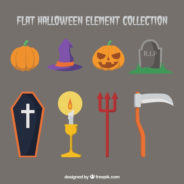 Halloween elements in flat style