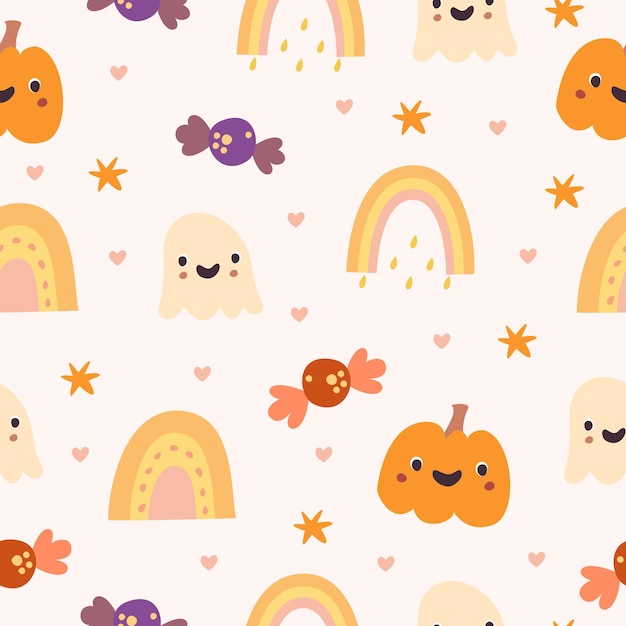 halloween elements seamless pattern