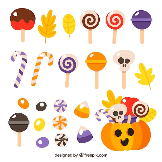 Halloween elements with candies