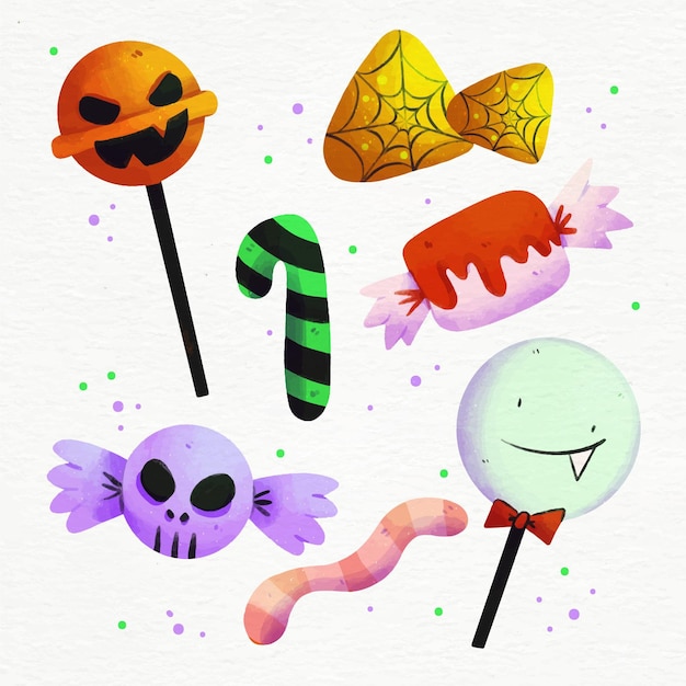 Free Vector halloween festival candy set