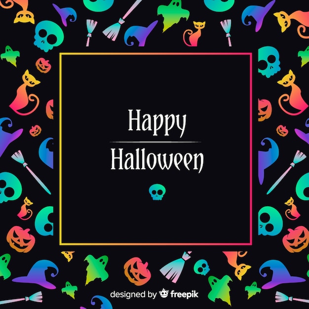 Free Vector halloween frame concept in flat style