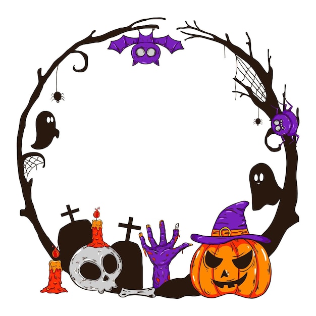 Free Vector halloween frame drawn concept