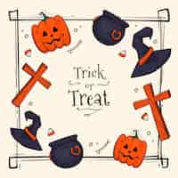 Free vector halloween frame hand-drawn theme