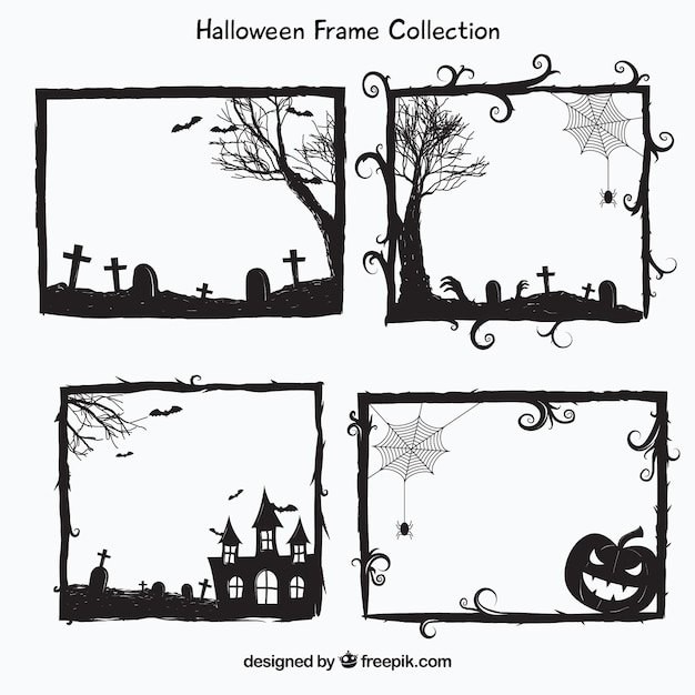 Free Vector halloween frames pack