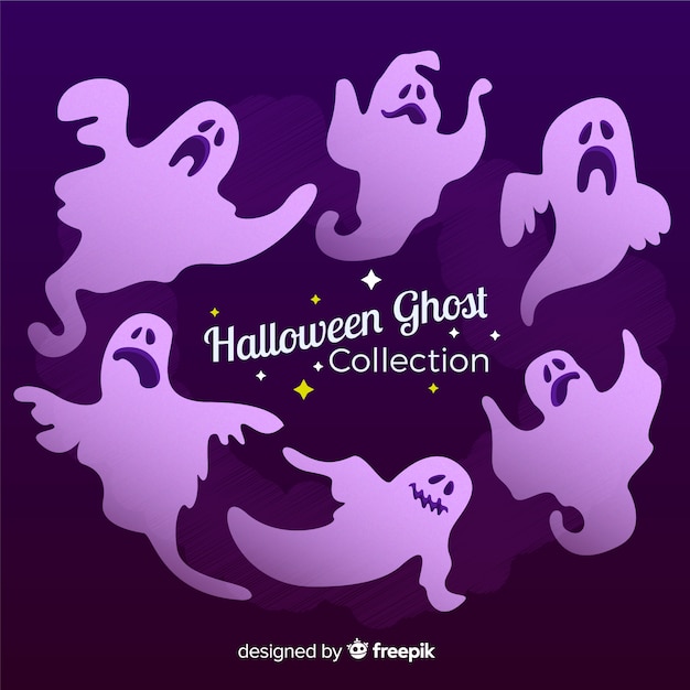 Free Vector halloween ghost character collection with flat design