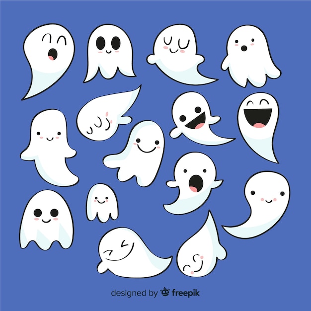 Halloween ghost collection in flat design