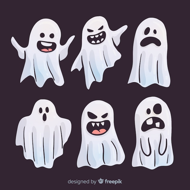 Halloween ghost collection in flat design