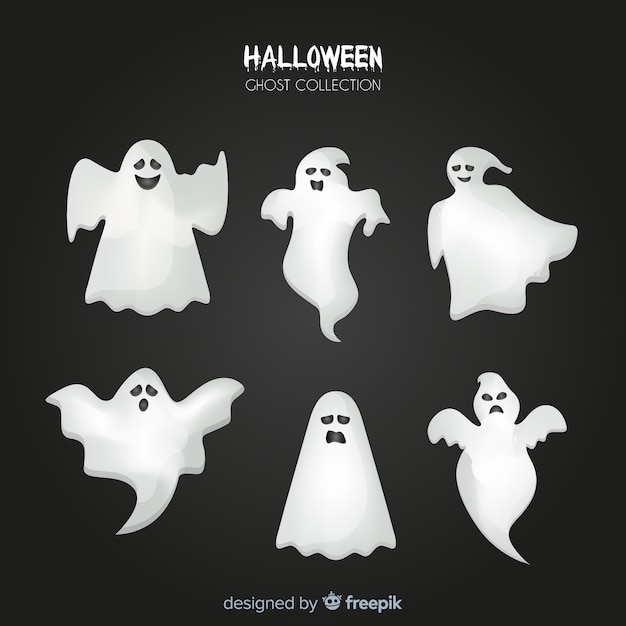 Halloween ghost collection in flat design