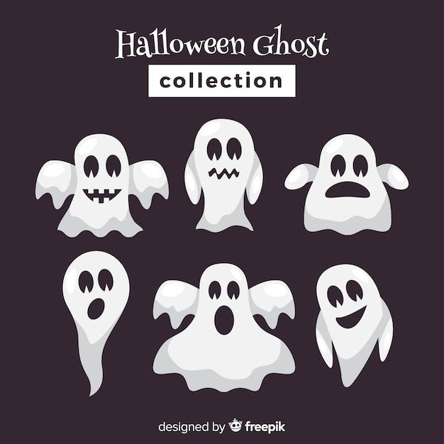 Free Vector halloween ghosts collection in different poses 