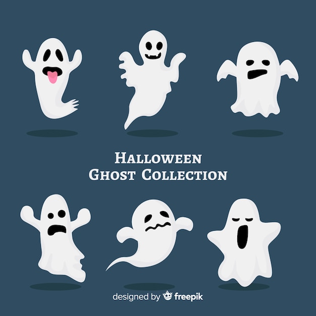 Halloween ghosts collection in different poses 