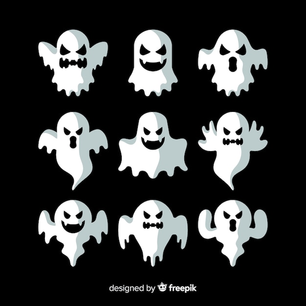 Halloween ghosts collection in different poses 