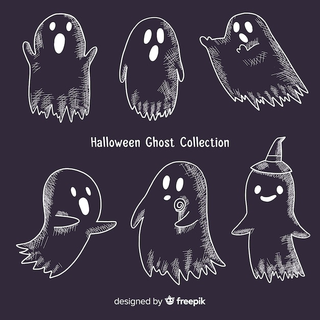 Halloween ghosts collection in different poses 