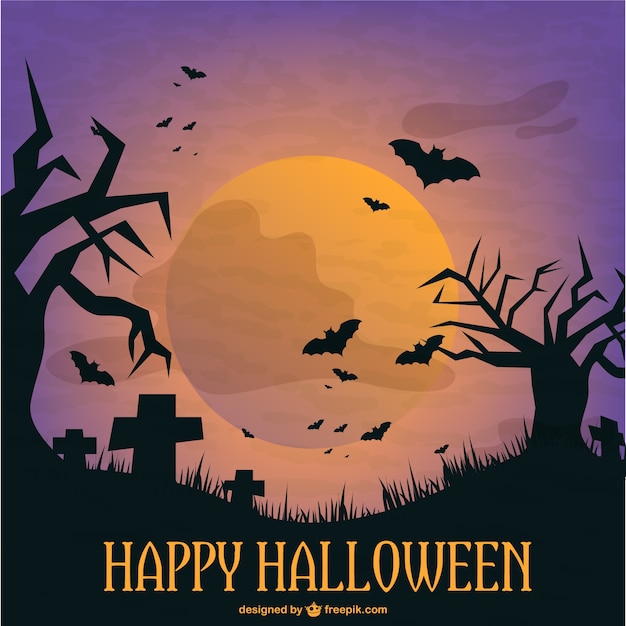 Free Vector halloween graveyard template illustration