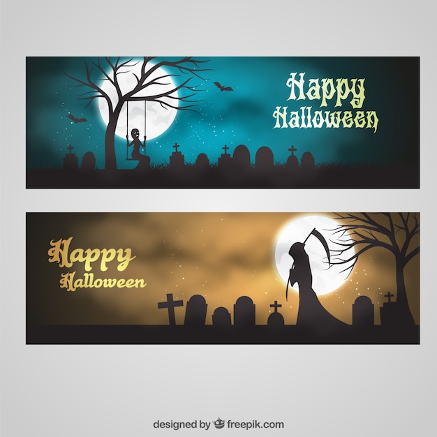 Free Vector halloween greeting banners